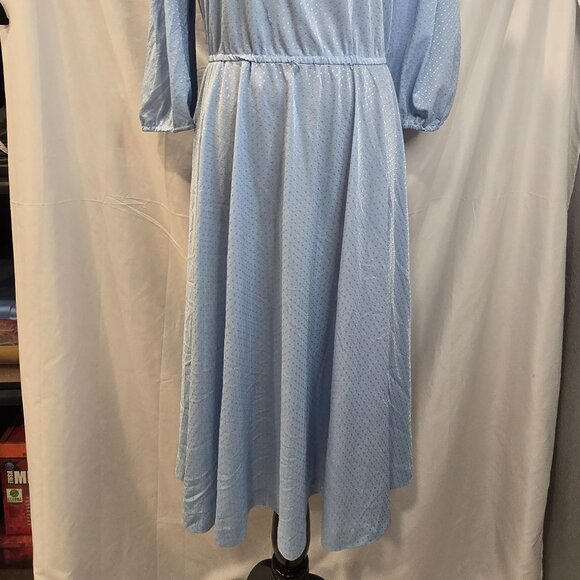 Vintage Lady Carol Blue Dress Size 16 Polyester Dots - Picture 2 of 11